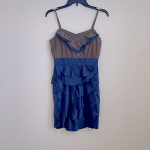 Modcloth Elsey brown blue cocktail dress small